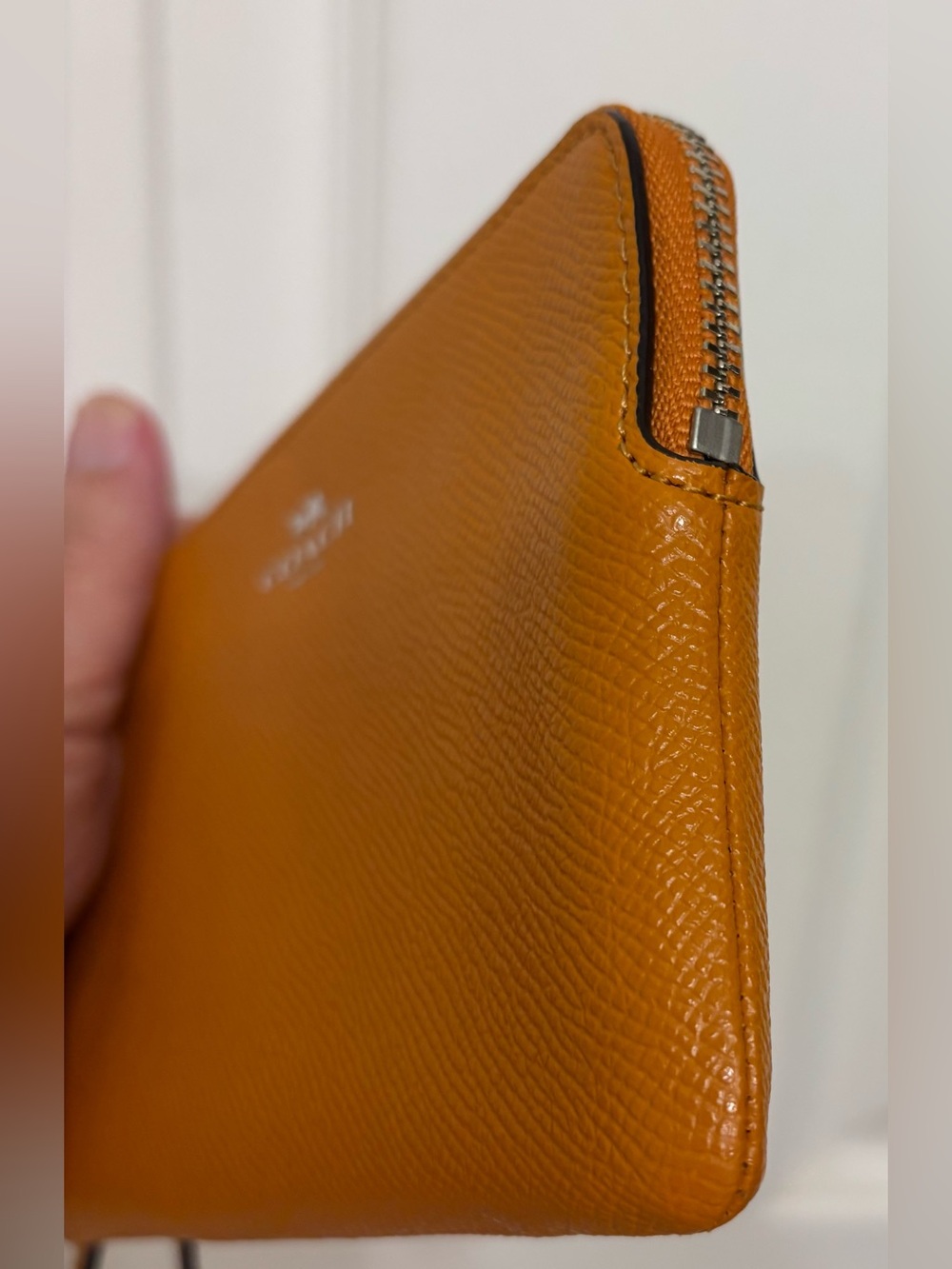 Coach mandarin orange corner-zip wristlet - Like New - Picture 5 of 6